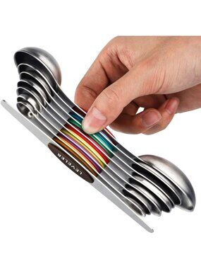 Dual Sided Magnetic Measuring Spoons Set - Stainless Steel Kitchen Tools